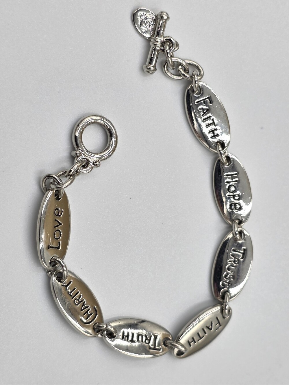 Premier Design Silver Inspirational Charm Bracelet Faith Hope Love Truth Charity